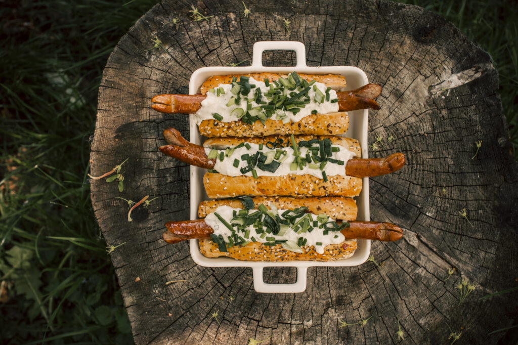 blue cheese hot dog